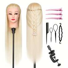 Mannequin Head With Hair, 26'' Training Head Braiding Doll Head For Hair Styling Manikin Cosmetology Mannequin Head Practice Model Head With Clamp Holder - View 9