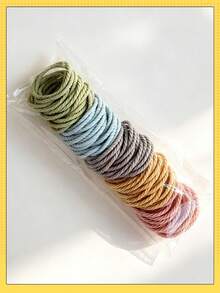 50pcs/20pcs/10pcs/1pc High Elastic Polyester Spiral Woven Material Morandi Macaron Multicolor Solid Color No Pattern Minimalist Basic Style High Elasticity Durable Hair Ties Not Easy To Break Not Damaging Hair Thin Hair Bands For Girls Students Daily Commute Hair Styling - Color: Random - View 4