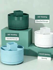 Cosmetic Perfume Storage Box, 360-Degree Rotating Lazy Dresser Storage Cosmetic Water Display Box Large Round Tray, Suitable For Jewelry. Rotating Drawer Desktop Organizer Plastic 5 Compartments, Partitioned Makeup Box, Cosmetics And Toiletries, Used For Organizing Cosmetics, Perfect Gift For Birthday, Halloween, Ramadan, Christmas - Multicolor - View 4
