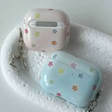 極簡溫柔可愛星星圖案 TPU 無線耳機保護殼,相容 AirPodsPro3 AirPods4 AirPods5 AirPodsPro AirPodsPro2,附吊飾耳機套 - 淺藍色 - 查看 5