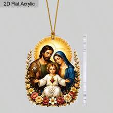 1pc 2D Flat Acrylic Holiday Hanging Ornament, Double-Sided Printed With Gold Hanging Rope, Exquisite Character And Floral Pattern Tag. Can Be Used As Christmas Decoration, Halloween Costume Accessory, Home Furniture Hanging Ornament, Teacher's Day Gift, Birthday Party Favor, Christmas Tree Decoration, Suitable For Thanksgiving, Wedding Home Decor, Holiday Decoration Hanging Ornament, Can Be Used As New Year, Holiday Gift, Atmosphere Decoration Tag, Suitable For Personal Use And Gifting. - Christmas Nativity Scene Jesus Ornament - View 5