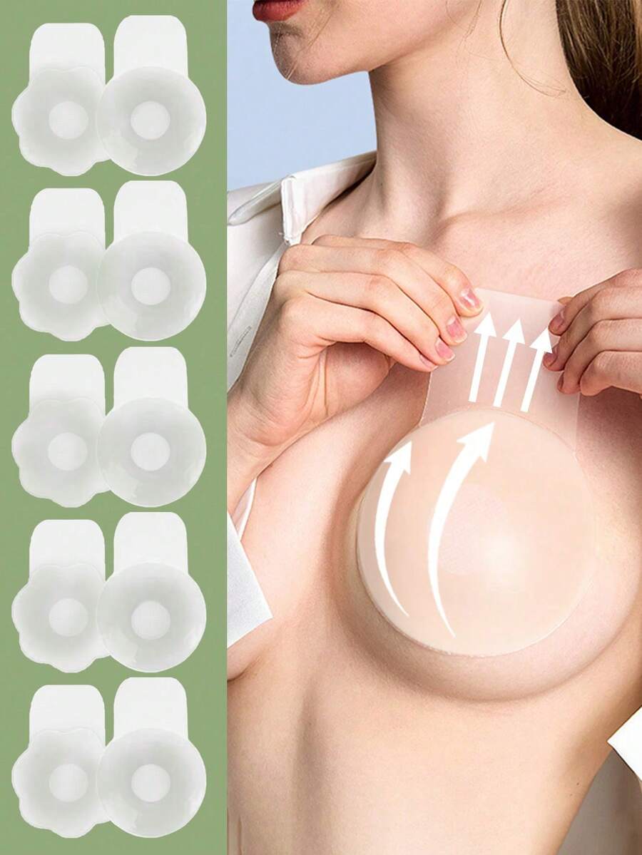 1 Pair Women's Push-Up Silicone Breast Petals, Invisible Adhesive Bra, Breast Lift, Strapless Backless Nipple Covers, Seamless Adhesive Petal Pads