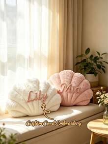 Handmade Customized Name Shell Pillow, Suitable For Sofa Or Bedside, English Letter Couple Gift, Available For Bulk Orders, Soft Bedside Decorative Cushion, Wedding Gift, Multiple Colors Available - Multicolor - View 3