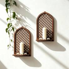 Handcrafted Wooden Arched Shelf Set – 3-Tier Wall Hanging Display & Desktop Organizer For Home Decor - View 2