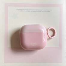 Gradient Solid Color Pink With Hanging Ring Earphone Case Compatible With Apple 5/ 4 Cute Earphone Cover Apple 2nd Gen 3rd Gen New Protective Case Pendant Pro 3 Korean Style Earphone Case Pro 2 Women's Earphone Case Protective Cover - Baby Pink - View 5