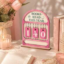 1pc Wood Plastic Composite Reading Counter Desktop Book Statistic Ornament Green Creative Calendar Style Read-Off Tracker Fun Home Decor Craft Reading Record Tool Pushable Page Flip Wooden Calendar Desktop Bookshelf Decoration Student Study Room Stationery Gift - Multicolor - View 1