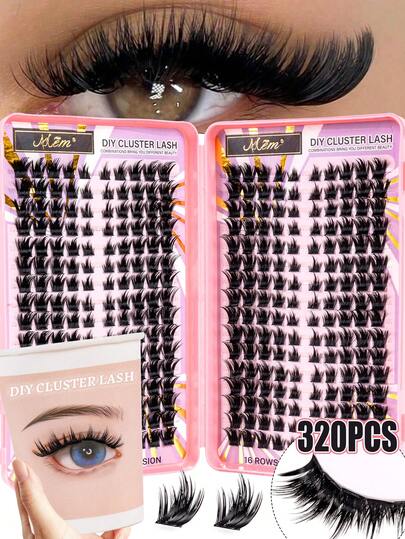 MEM 320 Eyelash Books, D-Curl, Large Quantity, New DIY Eyelashes, Fluffy And Soft, 3D Fake Mink False Eyelashes, Makeup, Extended Eyelashes, Short Eyelashes, DIY Light Eyelashes, Extended False Eyelashes DIY At Home