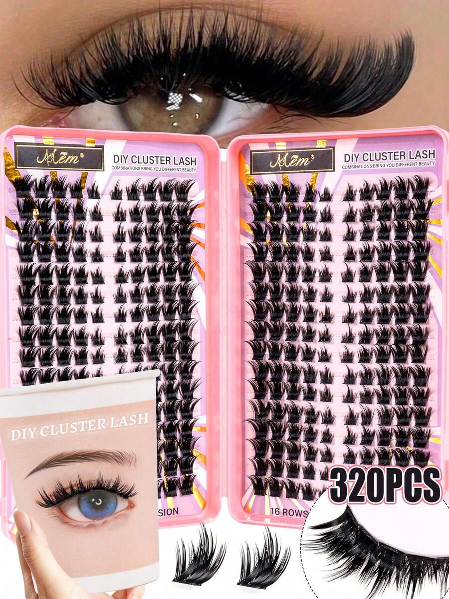 MEM 320 Eyelash Books, D-Curl, Large Quantity, New DIY Eyelashes, Fluffy And Soft, 3D Fake Mink False Eyelashes, Makeup, Extended Eyelashes, Short Eyelashes, DIY Light Eyelashes, Extended False Eyelashes DIY At Home
