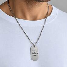 Personalized Custom Photo And Text (Back) Square Pearl Necklace, Waterproof Stainless Steel Jewelry, Men's Party Holiday Daily Versatile Accessory, Perfect Birthday Father's Day Christmas Valentine's Day Anniversary Gift For Him - Multicolor - View 6