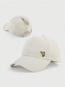 1 pieza Gorra de béisbol de malla transpirable de secado rápido de unicolor con orificio para coleta, gorra de béisbol ajustable, deportes al aire libre - Multicolor - Ver 8