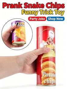 Potato Chip Can Prank Fake Snake, Realistic Spring-Loaded Scare Toy, Reusable Stress Relief Gag Gift, Christmas Stocking Filler, Adult New Year Party Gift - Multicolor - View 6