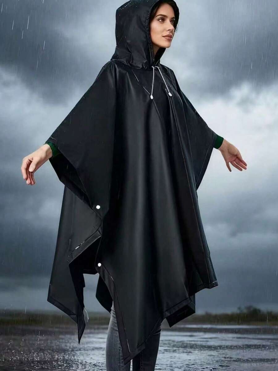 EVA連帽雨披輕量可重複使用雨具,適合女性,適用戶外徒步、旅行與露營,便攜式緊急防雨設備,讓你保持乾爽 - 彩色 - 查看 1