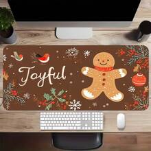 DFlat "Joyful" Cartoon Cute INS Style Large Gingerbread Man & Snowflake Bird Pattern, Christmas Celebration Atmosphere Home Gift Decor, High-Quality Rubber Base, Highly Attractive Durable Desk Mat, Office Desk Accessory, Suitable For Back To School Office Desk Decor Mat, Gaming Mouse Pad, Romantic Decorative Atmosphere Mat, Large Long Mouse Pad - Snowflake Bird - View 9