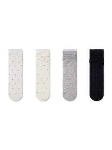 ZUJO 4 Pairs Women's Mid-Calf Slouch Socks, Ruffled Polka Dot Pattern, Suitable For All Seasons, Perfect For Home And Travel, Simple And Comfortable, Random Color - Multicolor - View 7