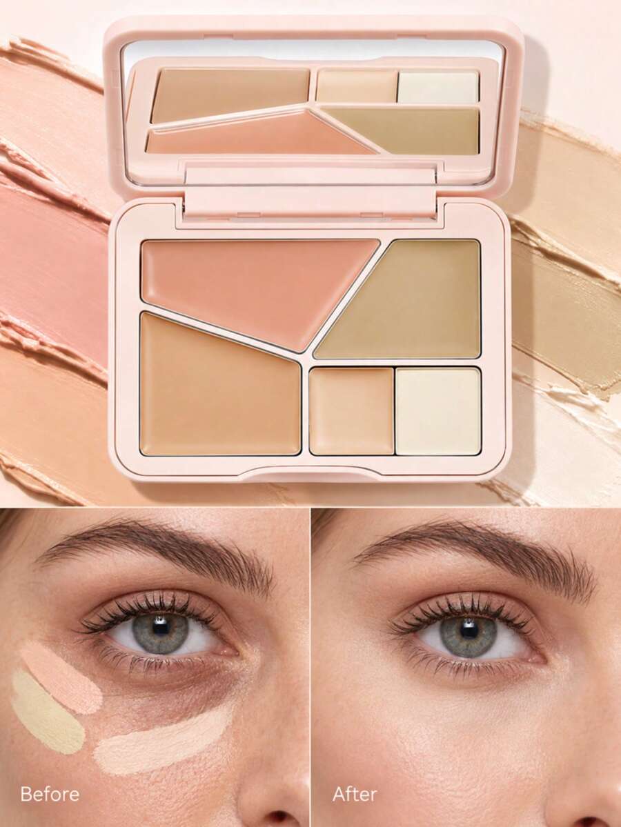 FEOTZNW Palet Concealer 5 Warna - Cakupan Penuh untuk Bintik Hitam, Bekas Jerawat, Tato, dan Lingkaran Hitam di Bawah Mata, Mencerahkan dan Memperbaiki Warna Kulit | Set Hadiah Natal dan Hari Valentine yang Sempurna - nomor 02 - View 1