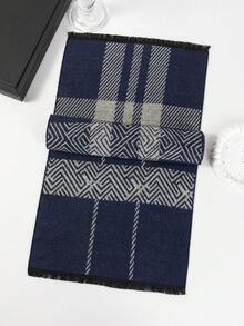 1pc Men's Water Ripple Pattern Office Street Casual Polyester (Polyester) Scarf Neck Warmer Autumn/Winter Warm Versatile Faux Cashmere Scarf For Suit And Coat - Multicolor - View 8