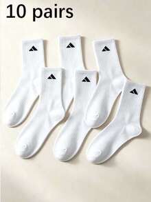 1/5/10 Pairs Men's Solid Color Minimalist Mid-Calf Socks, Soft Comfortable Sweat-Absorbent Breathable, Suitable For Daily Wear Running Sports, Couple Socks, Back To School Season, All Season Wear - Multicolor - View 7
