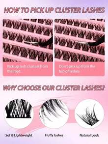120 Pcs C Curl Cluster Eyelashes, Length 8-16mm, Segmented Individual Eyelashes, DIY Specific, Individual Eyelash Extension, Eyelash Clusters, Individual False Eyelashes, False Eyelashes - D - View 7