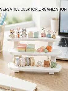 Three-Tier Counter Display Shelf, Small Tiered Storage Shelf, Suitable For Bathroom Vanity, Cosmetics, Perfume, Nail Polish, Skincare Samples, Desktop Stationery, Mini Dolls, And Collectibles - Multicolor - View 4