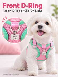 1pc Reflective Adjustable Dog Harness With Breathable Mesh, Thickened Top Handle, Double D-Rings And Quick-Release Buckle, Suitable For Small, Medium And Large Dogs, Pet Vest, Pet Harness And Leash Set, Decorative Pet Clothing - Multicolor - View 12