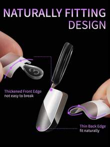 White French-Style Half-Cover Toenail Tips, Clear Soft Gel False Toenails, Medium-Width Square-Oval Shape, Unisex, Suitable For Acrylic Nail Art, Includes 15 Sizes. - View 4