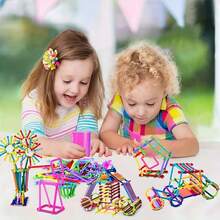 DIY Building Block Set, Random Color And Shape Geometric Construction Toy, Educational Interlocking Rods And Rings, Develops Hands-On Ability, Logical Thinking And Spatial Imagination, Classroom Activities And Creative Games, Colorful Design, Durable And Material, Not Easily Damaged, Rich Gameplay, Halloween And Christmas Gift. - Multicolor - View 8