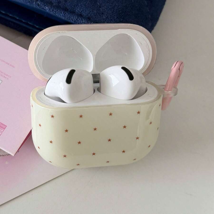 Polka Dot & Pink Plaid Earphone Case With Hanging Ring, Compatible With Apple 5/ 4/ 2/ 3/ Pro 3/ Pro 2, Cute Korean Style Protective Cover With Pendant For Girls
