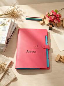 Custom Name Printed Folder, 1pc Personalized Multi-Layer Snap Closure File Organizer, Portable Office & School Stationery Paper Document Storage Folder - Multicolor - View 12