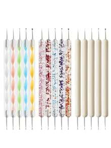 15Pcs Nail Art Dotting Pen Set,Double Ended Design,Colorful Handles,For Nail Dot And Pattern Decoration - Multicolor - View 1