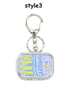 Vintage-Style Fun Sardine Square Pill Box Medicine Box With Keychain,Storage Compartment,Portable Jewelry Box,Mini Storage Box,Medicine Organizer Box,Suitable For Daily Medications And Vitamins,Only Empty Box - Multicolor - View 14