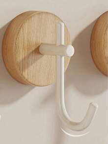 1/4 Packs Wall Mounted Hooks, Natural Walnut Wood Material, No Drill Clothes Hooks, For Entryway, Kitchen, Hallway, Bedroom, Living Room, Bathroom, Storage And Decor, For Clothes, Towels, Robes, Keys, Space Saving And Easy Installation - Multicolor - View 13