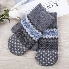 Winter Warm Fashion Women's Double Layer Thickened Warm Mittens, Unisex Couple Rabbit Wool Gloves - Multicolor - View 7