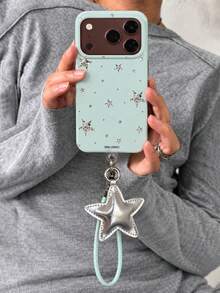 Y2K Cute Bling Star Pattern Glossy Phone Case Compatible With Iphone 18 Pro Max 18 Pro 17 Pro Max 17 Pro 17 16 Pro Max 16 Pro 16 15 Pro Max 15 Pro 15 14 Pro Max 14 Pro 14 13 Pro Max 13 Pro 13 12 11 Stylish Star Pendant ShortRope Soft Protective Cover - Mint Green - View 2