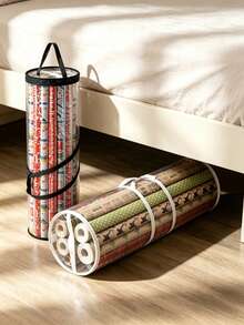 Transparent PVC Wrapping Paper Storage Bag With Handle, Cylindrical Gift Wrapping Paper Organizer Bag, Dust-Proof Transparent Gift Wrapping Paper Roll Storage Box, Holiday Wrapping Roll Home Closet Storage Organizer Bag, Storage Bag Only, Wrapping Paper Not Included - Multicolor - View 4