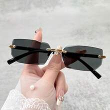 1 Pair Men's Casual Vintage Rimless Square Black Fashion Glasses, Suitable For Daily Wear, Summer Beach, Decoration, And Street Style. - Multicolor - View 5