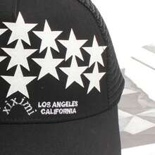 Letter Trucker Hat High Street Hip-Hop Style Black Star Baseball Cap Casual Outdoor Adjustable Dad Hat Unisex - Black - View 3