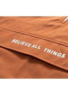 NBCT Women's Loose City Casual Style Half-Zip Hooded Pullover Functional Outdoor Jacket, Adjustable Hood Drawstring, Hook-And-Loop Cuffs, Hiking Jacket - Caramel Color - View 5