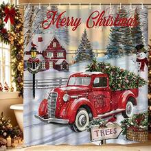 1pc/4pcs Christmas Snowman Shower Curtain Set: 4-Piece Bathroom Decor With Rug, Toilet Lid Cover And Mat, Suitable For Holiday Celebration - A - View 23