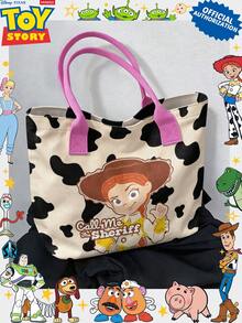 Miniso 迪士尼玩具總動員 傑西「Call Me Sheriff」帆布托特包，牛紋手柄單肩包，適合日常使用 - 粉色 - 查看 2