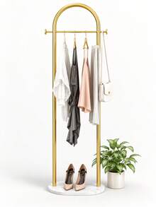 1pc Arch-Shaped Freestanding Coat Rack, Modern Metal Garment Rack With Side Hooks And Oval Base, Space-Saving Coat & Bag Storage Organizer, Suitable For Bedroom, Entryway, Dressing Room And Boutique, Autumn/Winter Wardrobe Storage, Holiday Home Essential - Multicolor - View 4