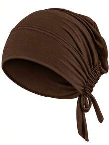 CONFLASS 1/3 buah Jilbab Wanita Lembut dengan Tali Elastis, Penutup Kepala Muslim, Topi Tidur Bernapas untuk Rambut Keriting, Dapat Disesuaikan untuk Penggunaan Sehari-hari & Malam Hari, Tersedia Berbagai Warna - topi bagian bawah bertali - View 19