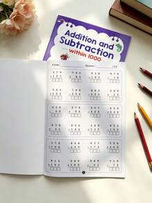 Libro de práctica de 1000 sumas y restas, cuaderno de aprendizaje de matemáticas, 32 páginas, entrenamiento de cálculo rápido de matemáticas para niños, libro de práctica de matemáticas elementales, material de educación en el hogar, suministros de enseñanza para el hogar y la escuela, esencial para el maestro, regalo de aprendizaje, regalo de Navidad/regalo de cumpleaños - Multicolor - Ver 5