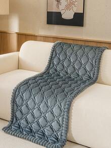 1pc Modern Minimalist Plush Sofa Cover, Fashionable Geometric Pattern Design Sofa Slipcover, Non-Slip Pet-Friendly Sofa Pad, Suitable For 1, 2, 3, 4-Seater And L-Shaped Sofas, All-Season Living Room Sofa Cover, Machine Washable, Hand Washable, Dry Cleanable, Holiday Decor - Dark Grey - View 7