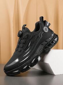 Cool All-'s Functional Chunky Sneakers With Knob Button Design, Streamlined Decor, Thick Sole, Height-Increasing, Daily Wear - Black - View 5