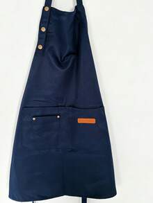 [2026 New Fashion Durable Canvas Apron] Home Kitchen Cooking Breathable Workwear Simple Halter Neck Water-Resistant Apron Double Shoulder Strap Painting Stylish Home Canvas Work Apron For Women - Multicolor - View 11