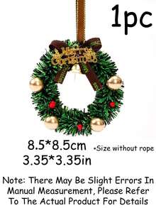 Mini Christmas Wreath Ornaments, Small Hanging Wreath Decor With Bows Bells And Berries, 5 Styles Available, Christmas Tree Hanging Decoration, Holiday Party Home Decor - Multicolor - View 16