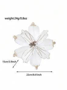 1Pc Glitter Velvet Artificial Christmas Poinsettia Flowers,Beaded Fabric Floral Picks,Decorative Flower Stems For Christmas Tree,Table Centerpiece - Multicolor - View 15
