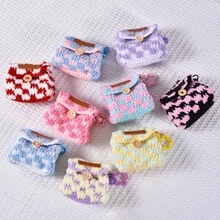 1pc Cute Handmade Knitted Storage Bag, Y2K Soft Coin Purse Card Holder, Kawaii Star Keychain Pouch For Women Girls - Multicolor - View 1