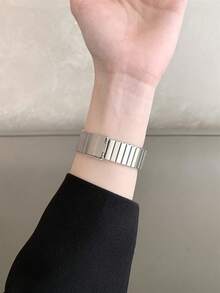 1pc Stainless Steel Bamboo Joint Watch Band, Compatible With Apple Watch - Silver - View 5