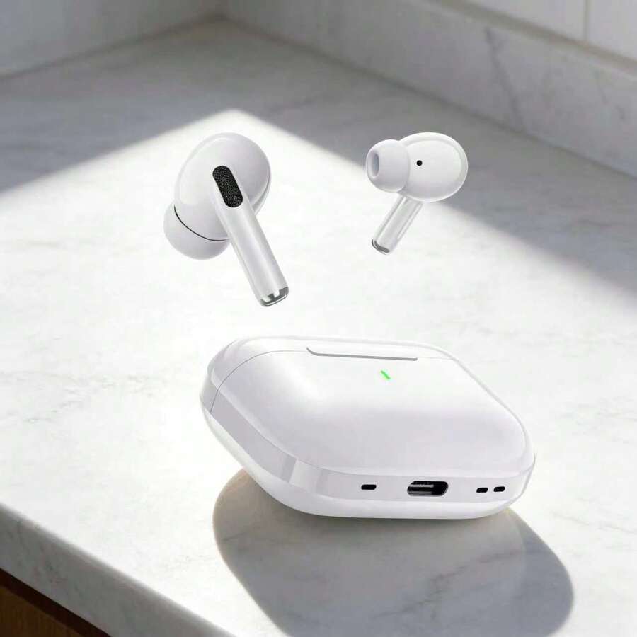 True Wireless Bluetooth Earbuds With Built-In Microphone For Clear Calls, Long Battery Life, Sweat-Resistant Design, Compatible With IOS And Android Devices, Suitable For Fitness, Running And Daily Use - White - View 1